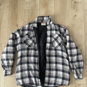 Wrangler Black and White Plaid Quilted Shirt Jacket